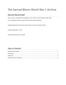 The Samuel Bloom World War 1 Archive