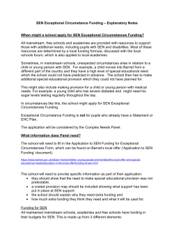 SEN Exceptional Circumstance Funding &ndash; Explanatory Notes When