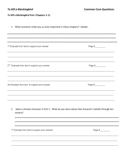 To Kill a Mockingbird Common Core Questions ____