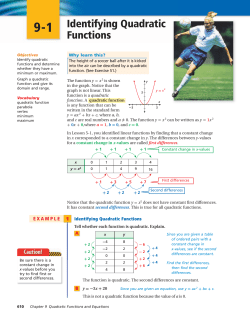 Identifying Quadratic Functions
