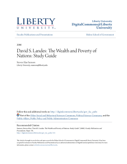 David S. Landes: The Wealth and Poverty of Nations: Study Guide