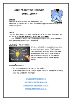 Upper Middle Team Homework Term 1 - Week 7