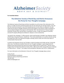 The Alzheimer Society of North Bay and District Announces the