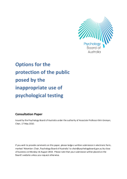 Options for the Protection of the Public posed by the Inappropriate