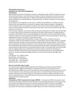 CISD Athletic Department Guidelines for Concussion