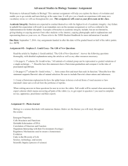 Advanced Studies in Biology Summer Assignment