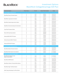 Investment Options BlackRock CollegeAdvantage 529 Plan