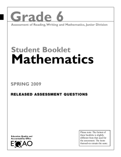 Grade 6: Student Booklet -- Mathematics