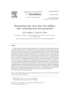 Determining who owns what: Do children infer ownership from first