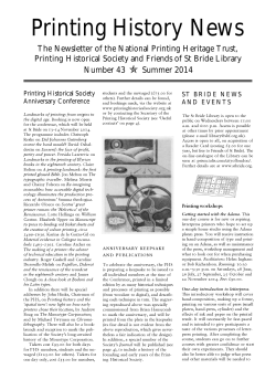 Printing History News - Printing Historical Society