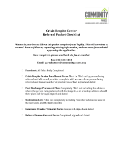 Crisis Respite Center Referral Packet Checklist