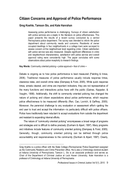 Citizen Concerns and Approval of Police Performance