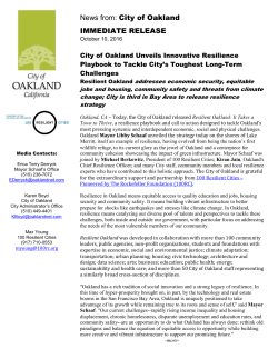 News from: City of Oakland IMMEDIATE RELEASE