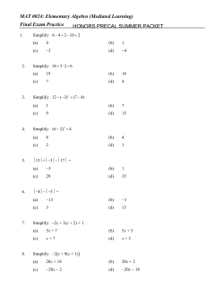 honors precal summer packet