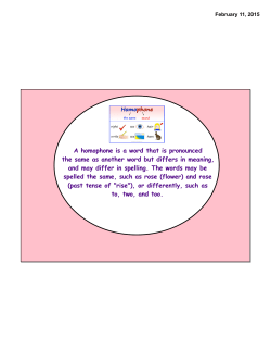 The Homophone Game - Bengeworth CE Academy