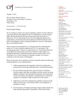 October 7, 2013 His Excellency Barack Obama President of the