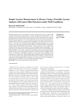 Simple Lactate Measurement in Horses Using a Portable Lactate