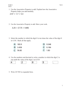 1. Use the Associative Property to add. Explain how the Associative