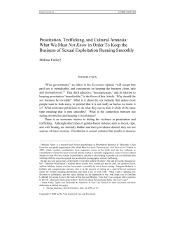 Prostitution, Trafficking, and Cultural Amnesia: What We Must Not