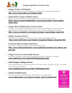 Integer Operations Practice Links &bull; Integer Practice