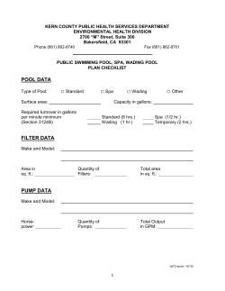 Public Swimming Pool, Spa, Wading Pool Plancheck Checklist