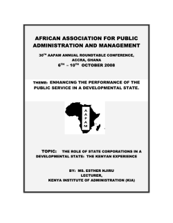 The Role of State Corporations in a Developmental State: The