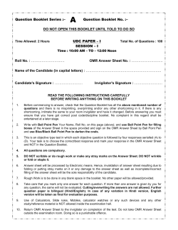 A Question Booklet No.