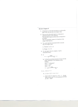 Page 1 Review Chapter 8 1. A function is a rule that associates to an