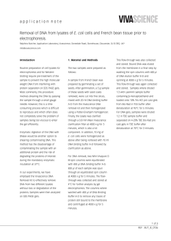 application note Removal of DNA from lysates of E. coli cells and
