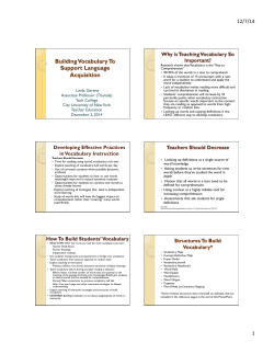 Building Vocabulary To Support Language Acquisition 12-2