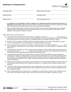 Notification of Dispute Form for Delta Community Credit Union