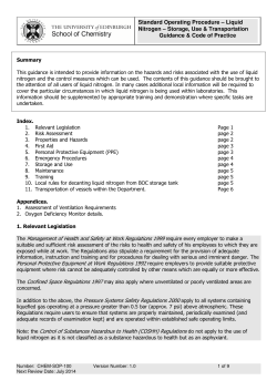 Standard Operating Procedure &ndash; Liquid Nitrogen &ndash; Storage, Use
