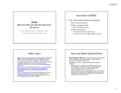 Successor to ENIAC Wiki`s story From the More School (Penn)