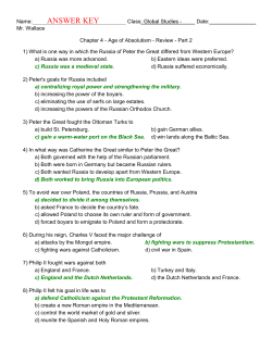 Chapter 4 - Age of Absolutism - Review - Part 2