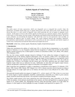 Stylistic Signals of Verbal Irony - International Journal of Language