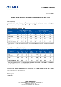 Muara, Brunei: Import/Export Demurrage and Detention Tariff 2017