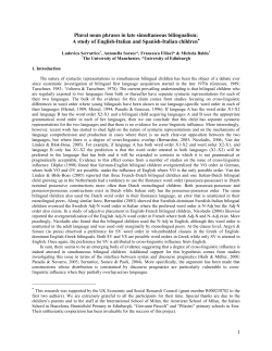 1 Plural noun phrases in late simultaneous bilingualism: A study of