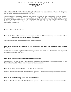 Minutes of the North Carolina Building Code Council December 10