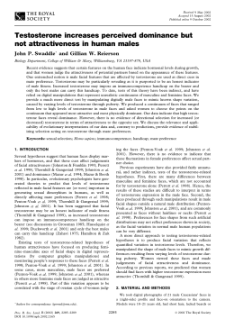 Testosterone increases perceived dominance but not attractiveness