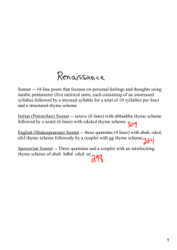 Sonnet 14line poem that focuses on personal feelings and thoughts