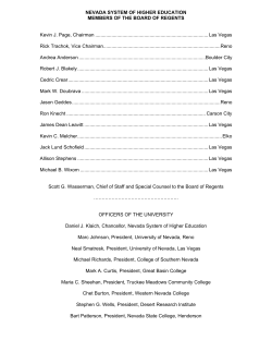 NEVADA SYSTEM OF HIGHER EDUCATION MEMBERS OF THE