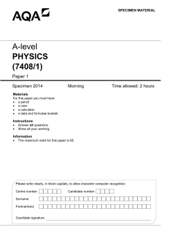 A-level Physics Specimen question paper Paper 1
