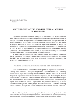 DISINTEGRATION OF THE SOCIALIST FEDERAL REPUBLIC OF
