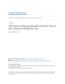 The History of Veterans Benefits - University of Miami School of Law