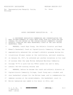 MISSISSIPPI LEGISLATURE REGULAR SESSION