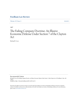 The Failing Company Doctrine: An Illusive Economic Defense Under