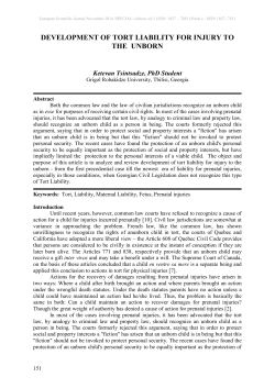 development of tort liability for injury to the unborn