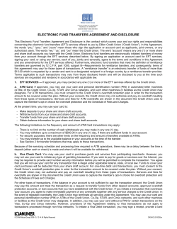 electronic fund transfers agreement and
