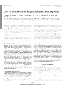 Low Vitamin D Status despite Abundant Sun Exposure