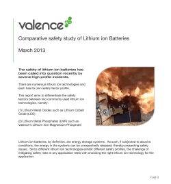 Comparative safety study of Lithium ion Batteries March 2013